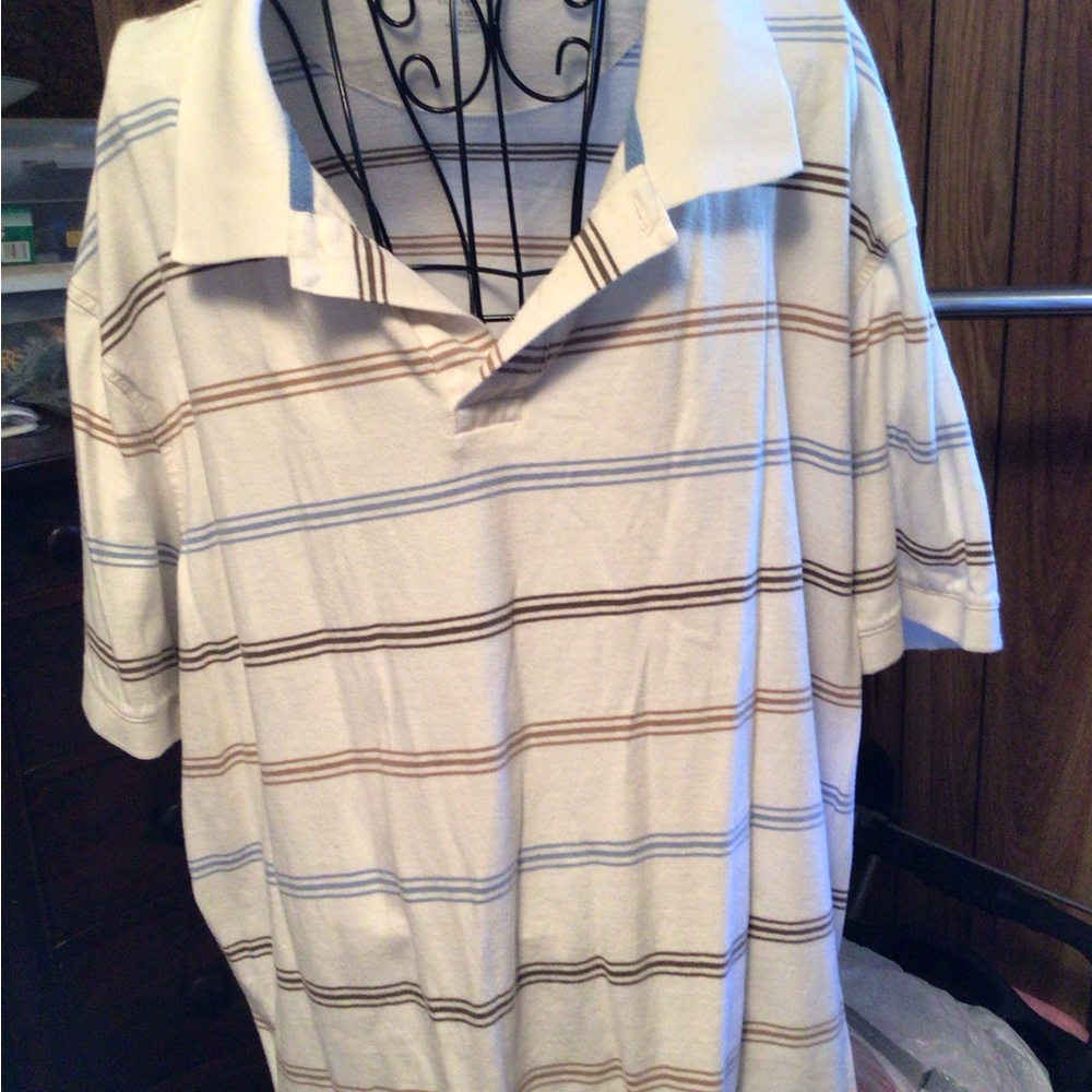 Sonoma White and Brown Polo Shirt Casual Knit